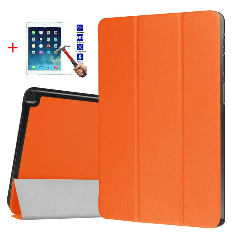 Orange Glass Film Ультратонкий противоударный чехол для iPad Pro 10,5 Smart Wake-up Sleep Stand складной PU кожаный флип-чехол+ пленка для экрана+ стилус - Цвет: Orange Glass Film