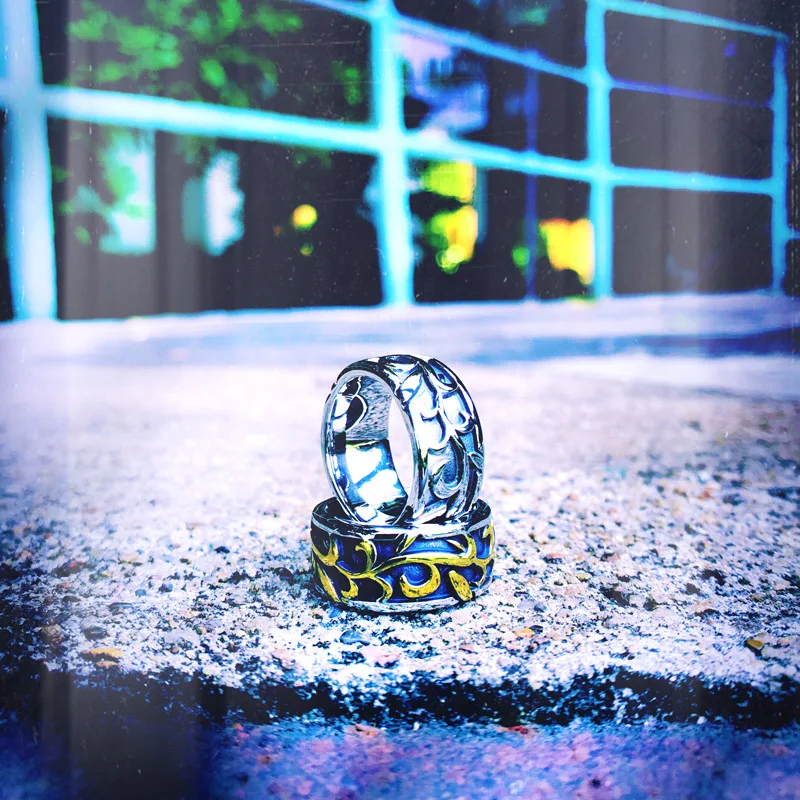 Beier Cheap Man's Jewelry Stainless Steel Gothic Flower Simple Pattern Ring For Man BR8-151