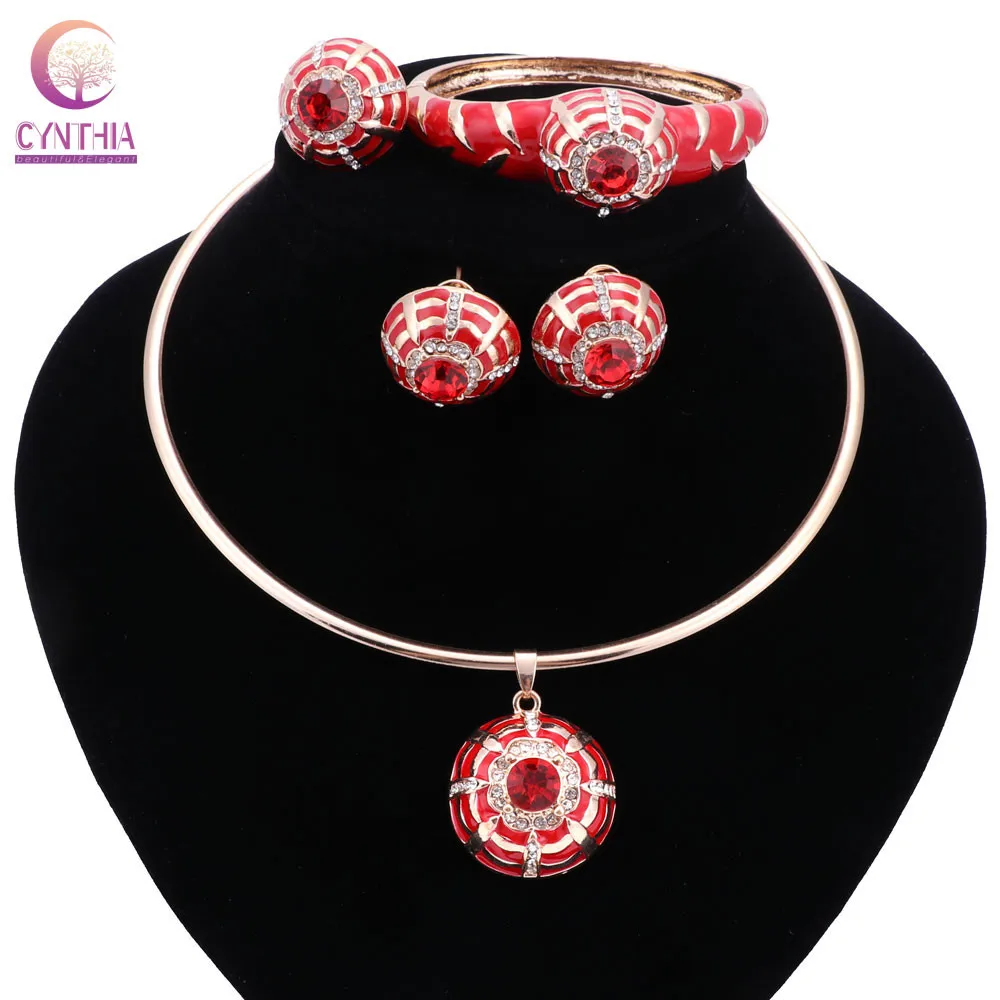 wholesale dubai jewelry sets gold color Crystal Wedding Women Bridal