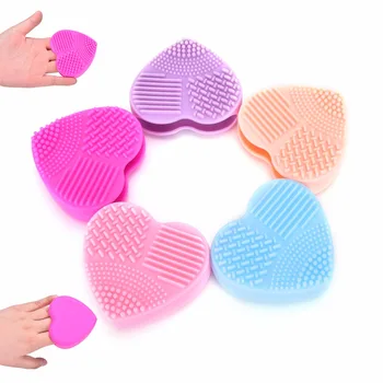 

5 Colors 1PC Kawaii Heart Shape Face Clean Make up Brushes Wash Brush Silica Glove Scrubber Board Cosmetic Cleaning Tools
