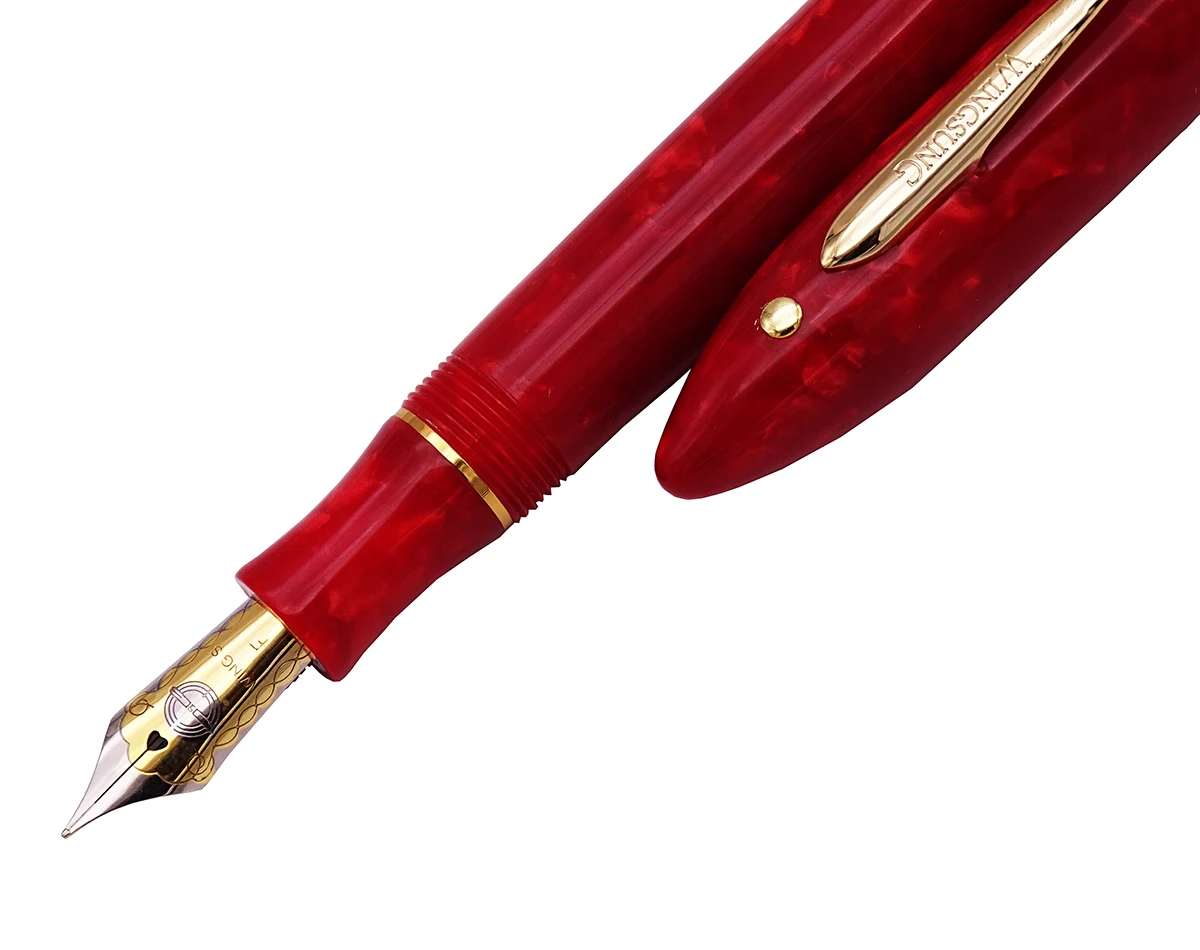 Wing Sung 626 Wingsung целлюлоидная Классическая перьевая ручка Little God Dot из смолы Красного иридия, тонкая 0,5 мм ручка для письма, подарок, деловая ручка