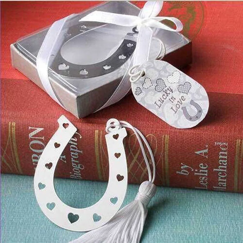 100pcs Party Favor Horseshoe Metal Bookmark Bridal Shower Wedding