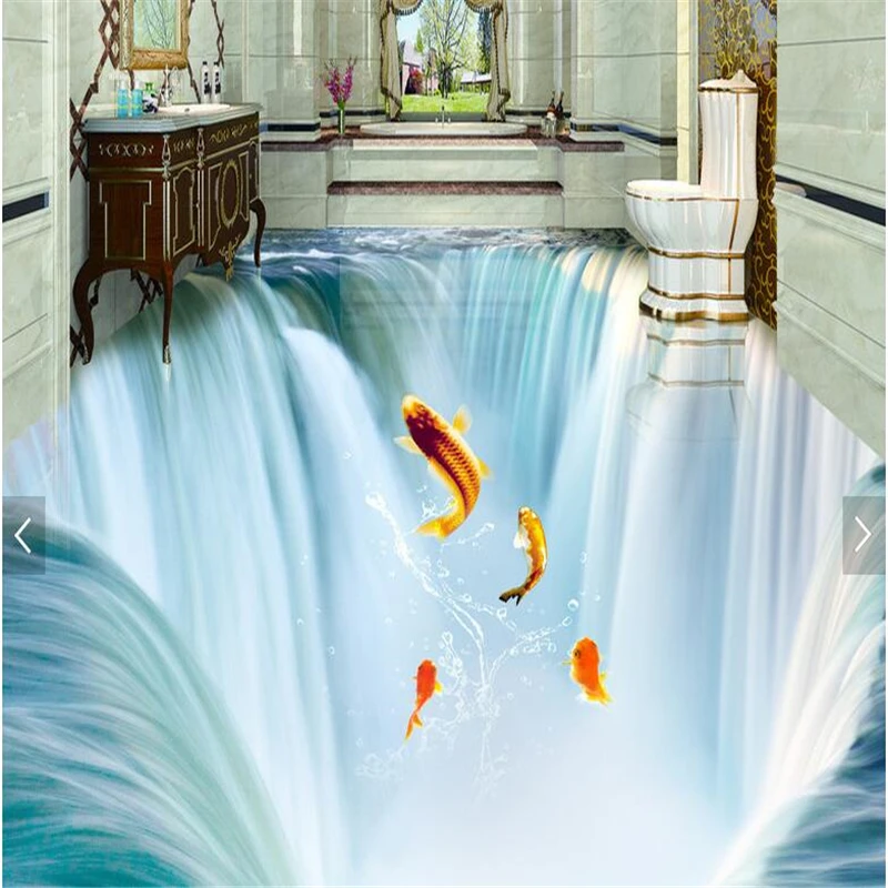 

Room living room bathroom in accordance with the width of the length of custom waterfall water 3D floor tiles three-dimensional