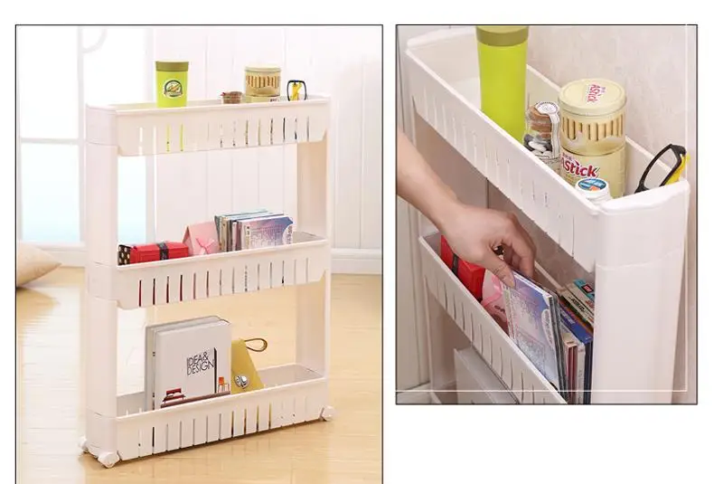 Multipurpose Shelf with Removable Wheels Crack Rack Bathroom Storage Storage Rack Shelf Multi-layer Refrigerator Side Shelf