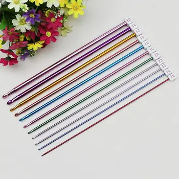 

11 Pcs/ Set Crochet Hooks Needle Set Assorted Colors Tunisian Afghan Aluminum Knitting Needles Tools Kit BDF99