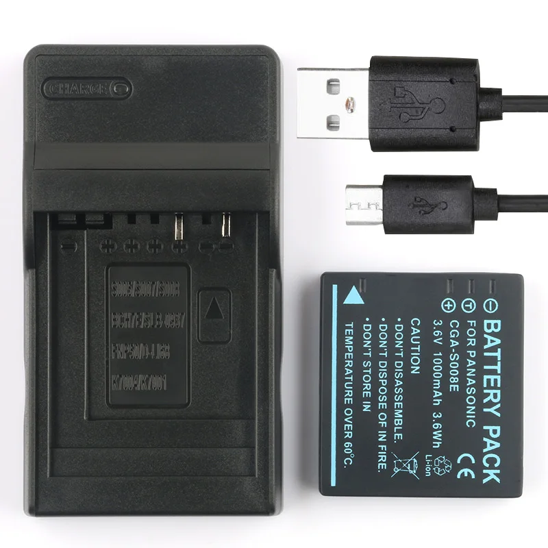 

CGA-S008 BCE10 CGA S008 Camera Digital Battery + USB Charger For Panasonic VW-VBJ10 DMC-FX30 DMC-FX55 SDR-S26 HM-TA1 DMC-FX500