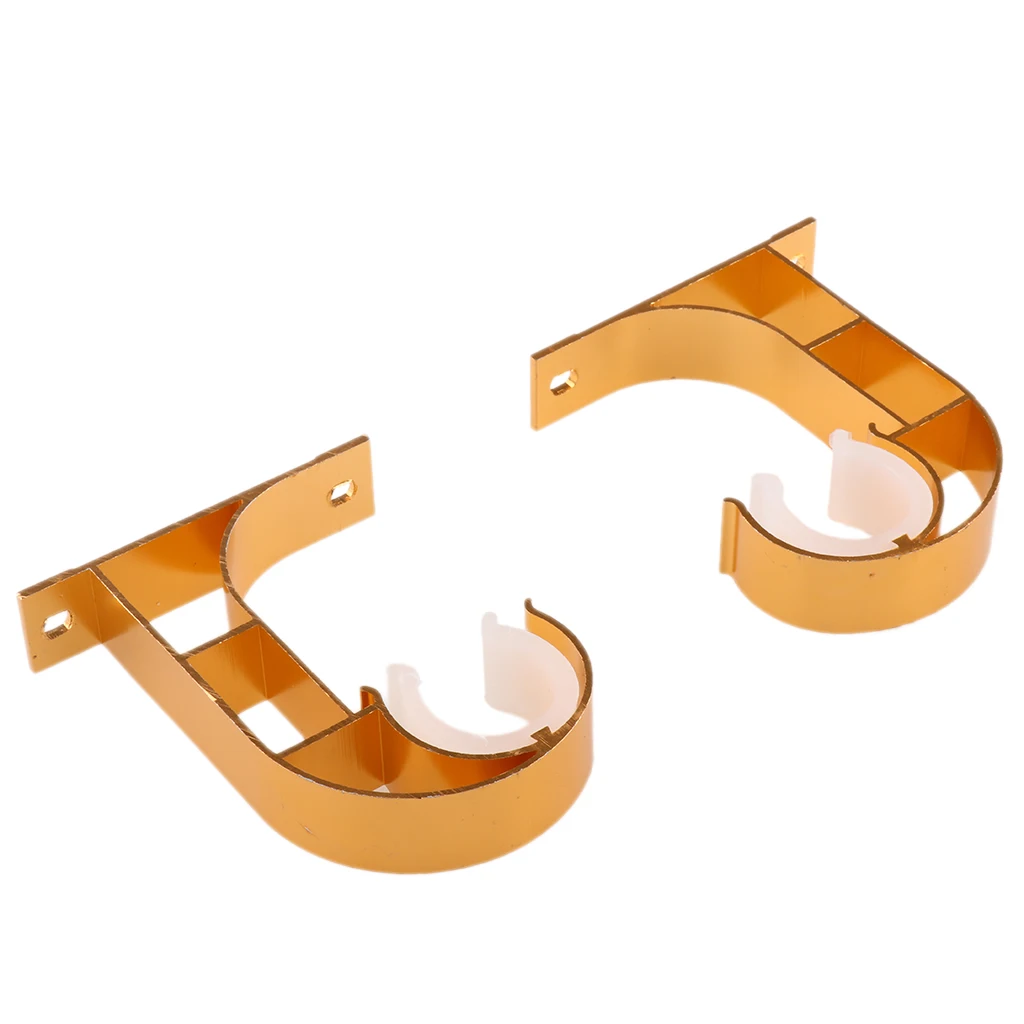 2pcs Aluminium Alloy Drapery Rod Support Bracket Curtain Pole Holder Wall Mounted Brackets Accessories