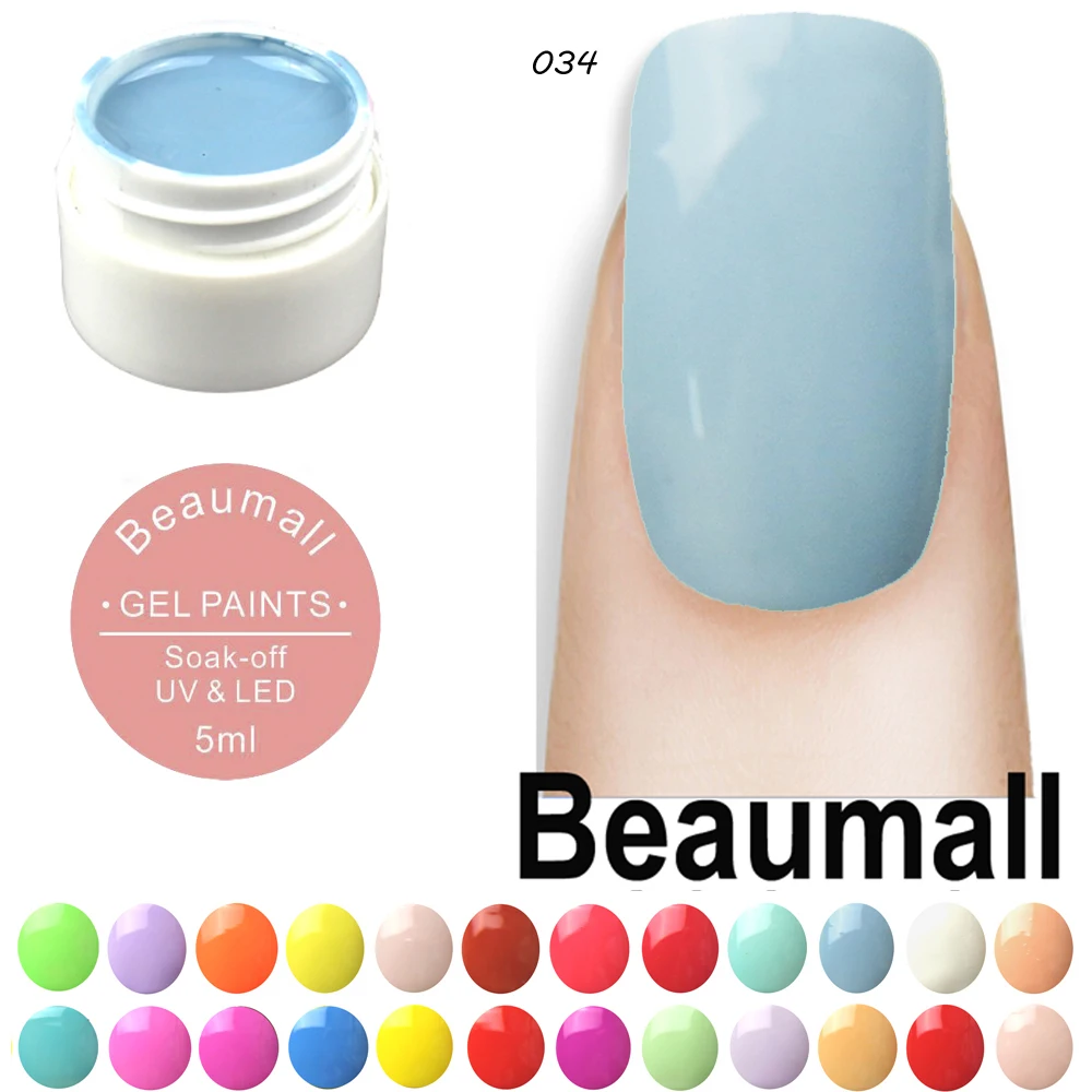

Beaumall Gel Painting 24 Colors, 1 Pot 5ml Volume Pure Solid UV Gel Color For Nail Tips Shiny Cover Extension Manicure DIY