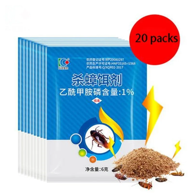 20 Pc/lot Pest Control Cockroach Nemesis Kill Glue Powder Full End The Nest Household Brute Clear | Дом и сад