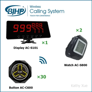 

Easy Installation Wireless Restaurant Waiter Calling System (1 Display Panel +30 Call Buttons +2 Watch Pager)
