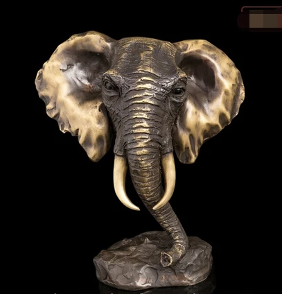 

007741 China Folk Bronze Copper Abstract Sculpture Elephant Head Art Decoration Statue