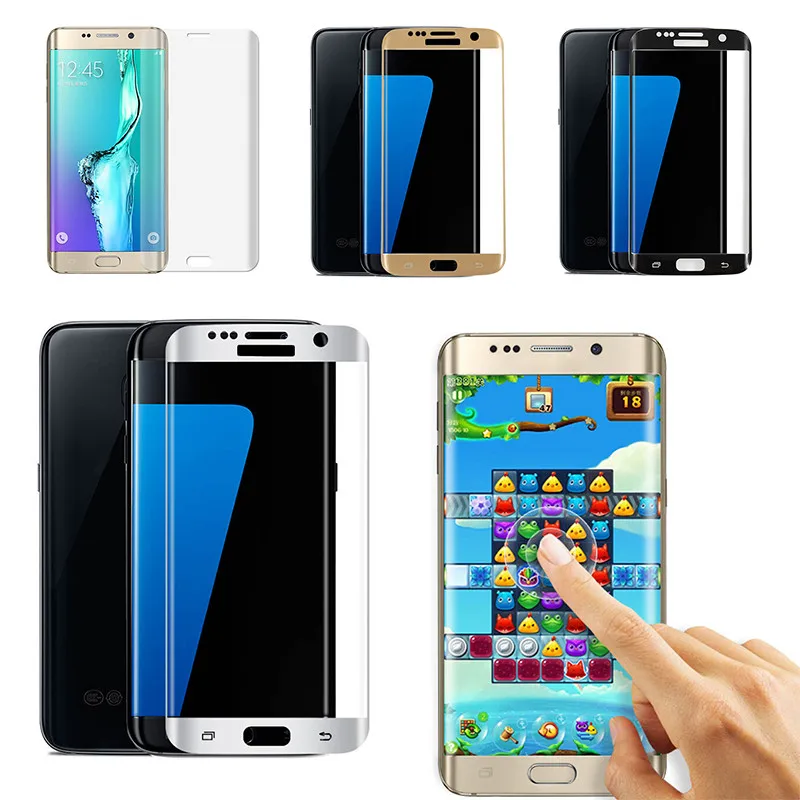 

Silk Pinting Full Cover Tempered Glass For SAMSUNG Galaxy S6 Edge S6 Edge Plus Screen Protector Film Guard 9H Hard 3D Curved