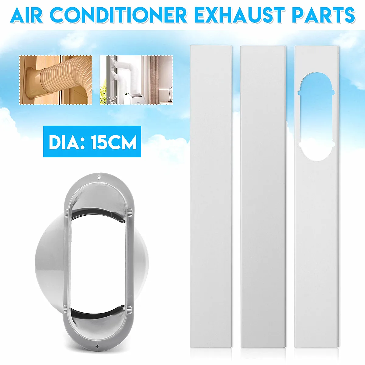

New 6" Window Adaptor Connector Exhaust Hose Window Slide Kit Plate For Portable Air Conditioner Air Conditioning Accessories