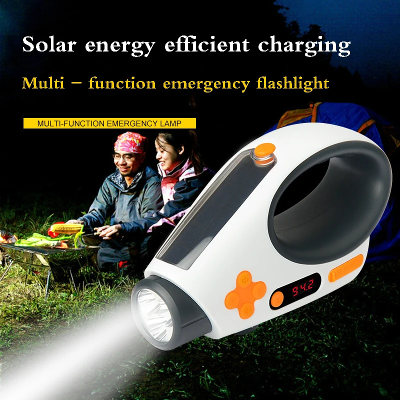 

USB flashlight Outdoor efficient solar rechargeable Manual charging Multi-function radio