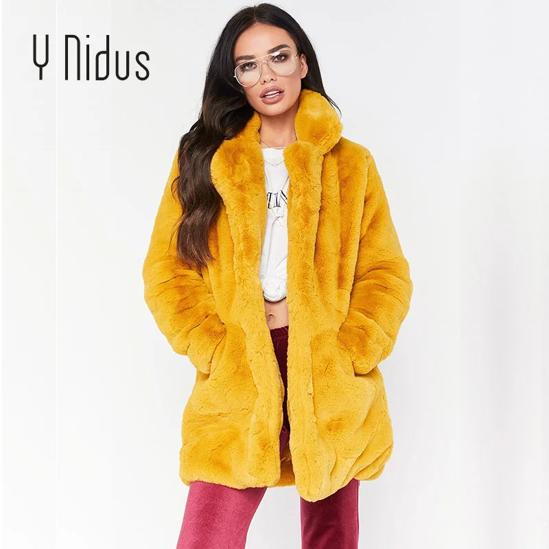 Fur Coat Winter Woman Blend Overcoat 2018 Fluffy Faux Fur Warm Outwear Coat Long Sleeve Jacket Pockets Cardigan Casaco Feminino