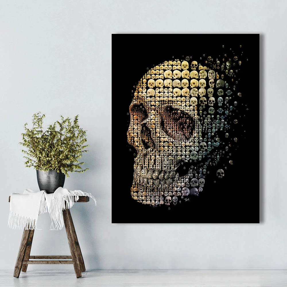 

Embelish Free Shipping HD Print On Canvas Oil Paintings Modern Home Decor Cool Skull Pictures For Living Room Wall Art Posters