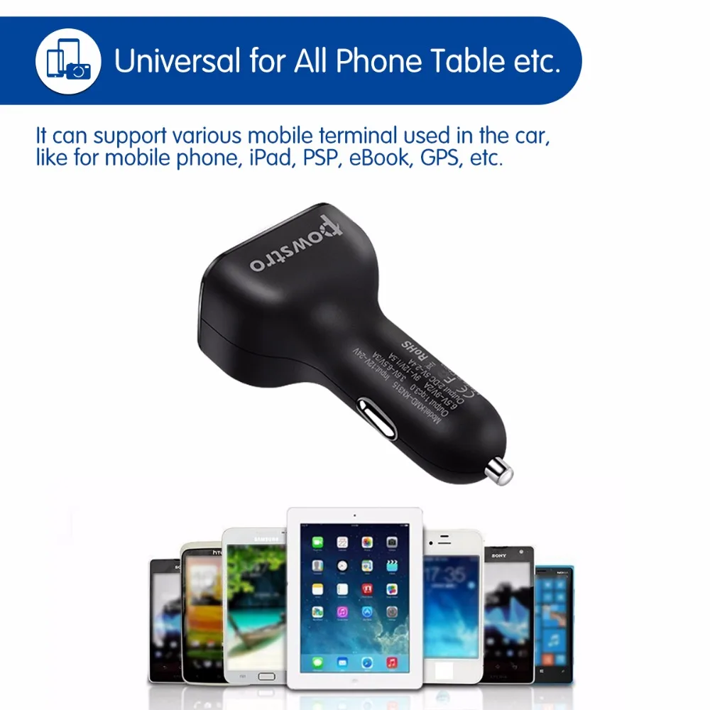 Powstro Gps зарядное устройство адаптер 3,0 двойной зарядное устройство USB для мобильного телефона быстрое зарядное устройство 3,0 смарт-дисплей параметров мобильного телефона