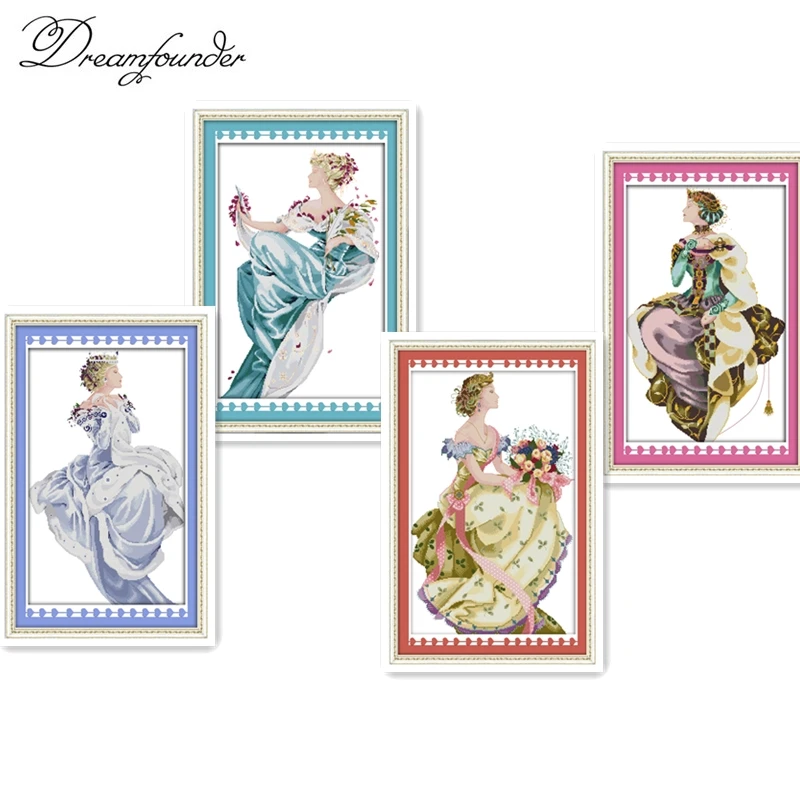 Spring queen cross stitch kit aida 14ct 11ct count printed canvas stitches embroidery DIY