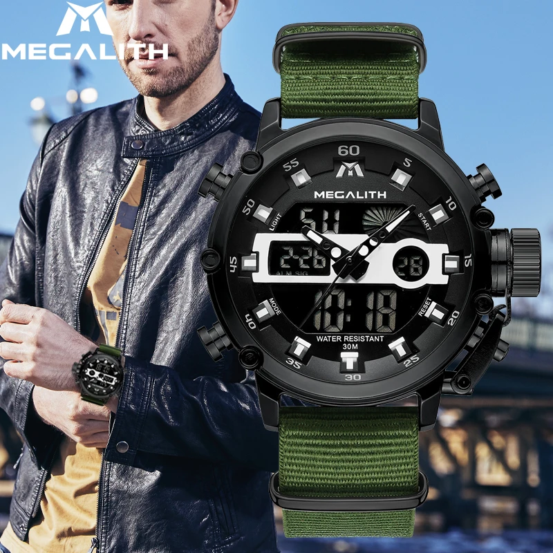 

MEGALITH Fashion Men Watch Luminous Waterproof Quartz Watch Men Top Brand Luxury Sport LED Digital Clock Man Relogio Masculino
