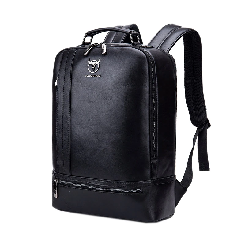 

FashionBullcaptain Multifunction Men 15Inch Laptop Leather Backpack Fashion Minimalist Male Backpack Travel Backpack for Men