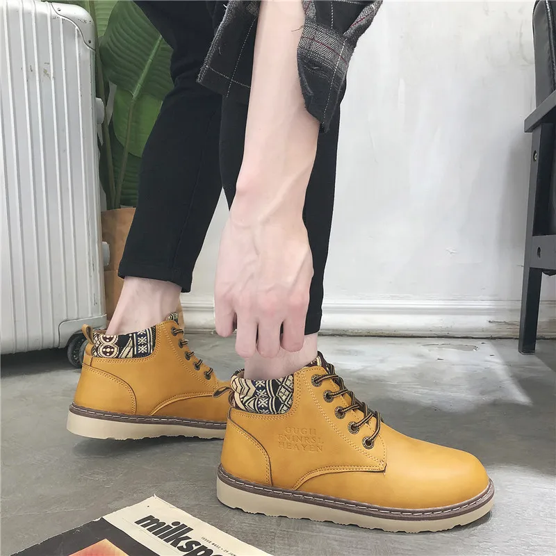 

2018 New Arrival Winter Hot Casual Synthetic Shoes Man Height Increasing High Heel Shoes Size 39-44 Yellow Black Brown 3