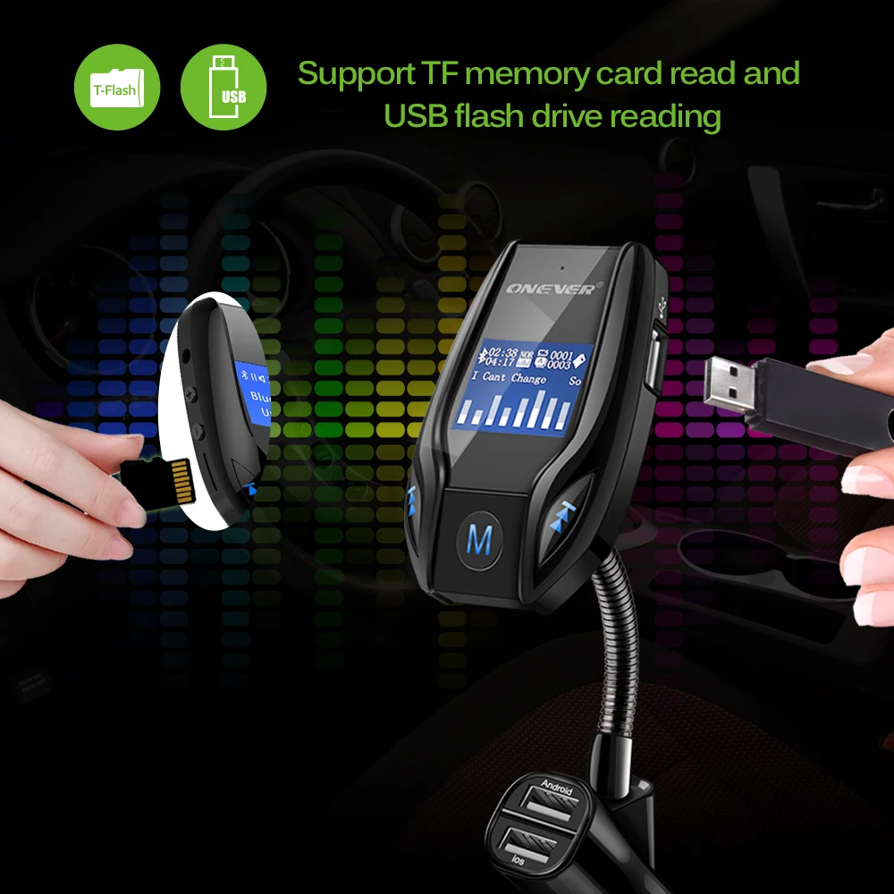 ONEVER Bluetooth гарнитура для авто fm-передатчик MP3-плееры модулятор с 3.1a 3-USB автомобиля Зарядное устройство dc 12/24 В fm35