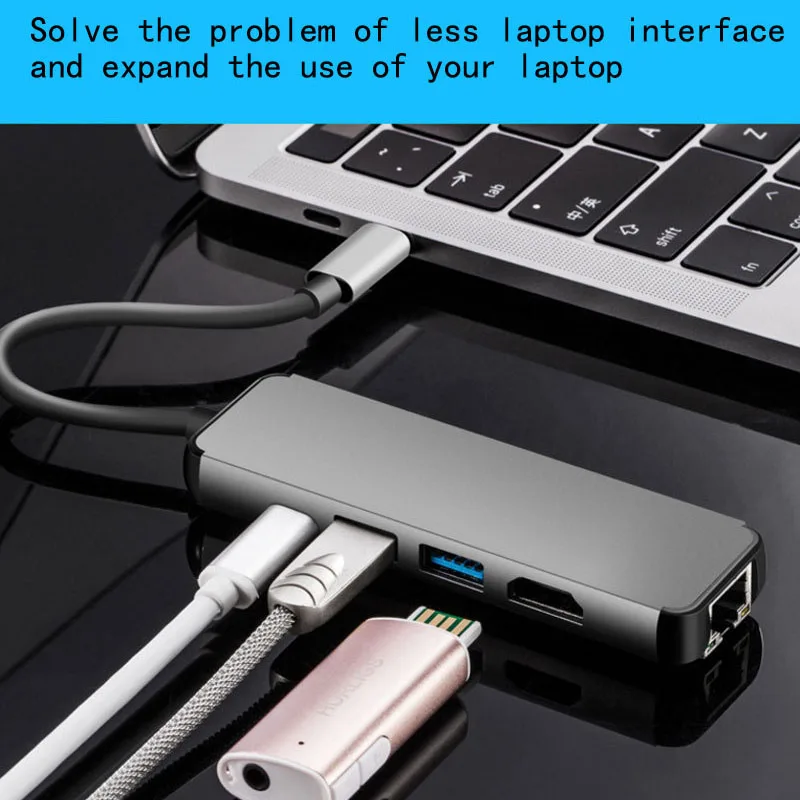 USB C док-станция для ноутбука USB 3,0 HDMI RJ45 Gigabit PD Fealushon для MacBook samsung Galaxy S9/S8/S8+ type C usb-хаб