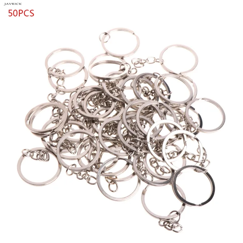 

JAVRICK 50 Pcs Key Ring Stainless Steel Key Chain Portable Brief Hoop Metal Loop Outdoor