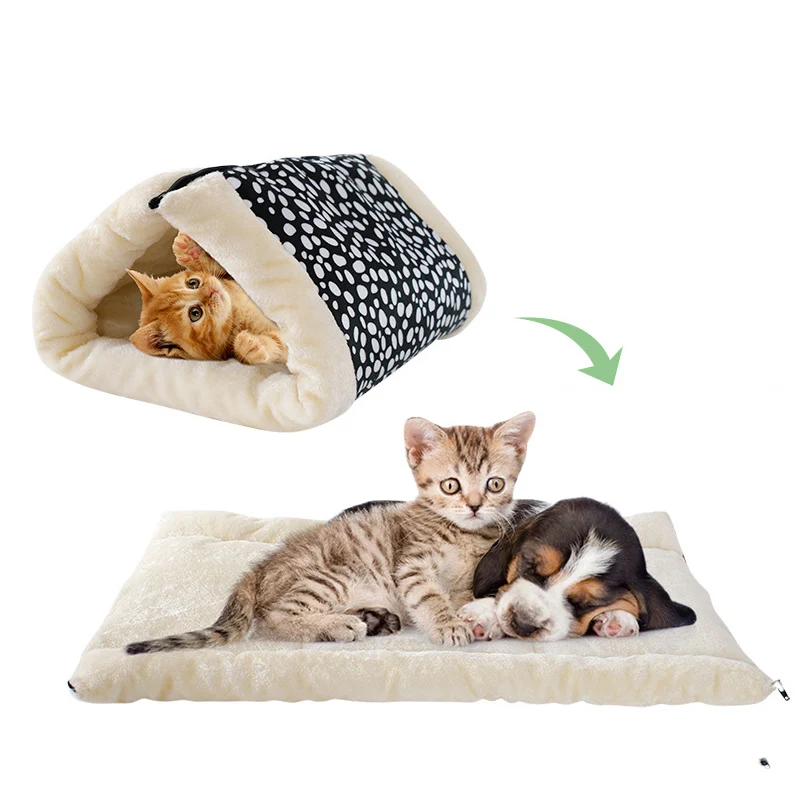  Cat litter cat tunnel nest cat sleeping bag pet warm quality short plush cushion foldable cat bed t