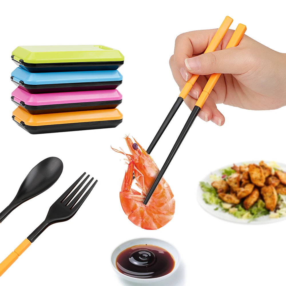3 шт./компл. набор столовых приборов Bento обеденные аксессуары кухонные инструменты складные столовые приборы для путешествий Набор вилка ложка палочки для еды