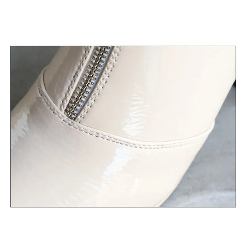 Skup Xiaying uśmiech Hot sprzedaż kobiety botki internetowe gwiazdy styl Pointed Toe solidne buty damskie moda na co dzień do szycia buty z zamkiem błyskawicznym