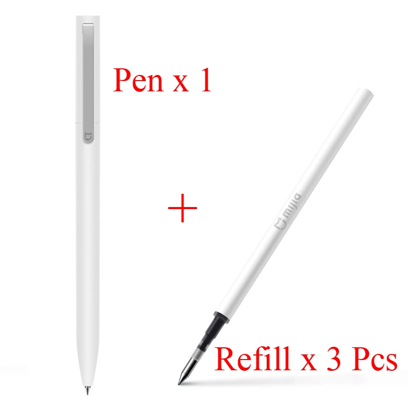 Pen with Refill 3 шт ЗАПРАВКИ) Xiao mi jia Sign Pen mi Pen 9,5 мм долговечный знак mi Kuni Япония чернила PREMEC гладкая швейцарская заправка - Цвет: Pen with Refill