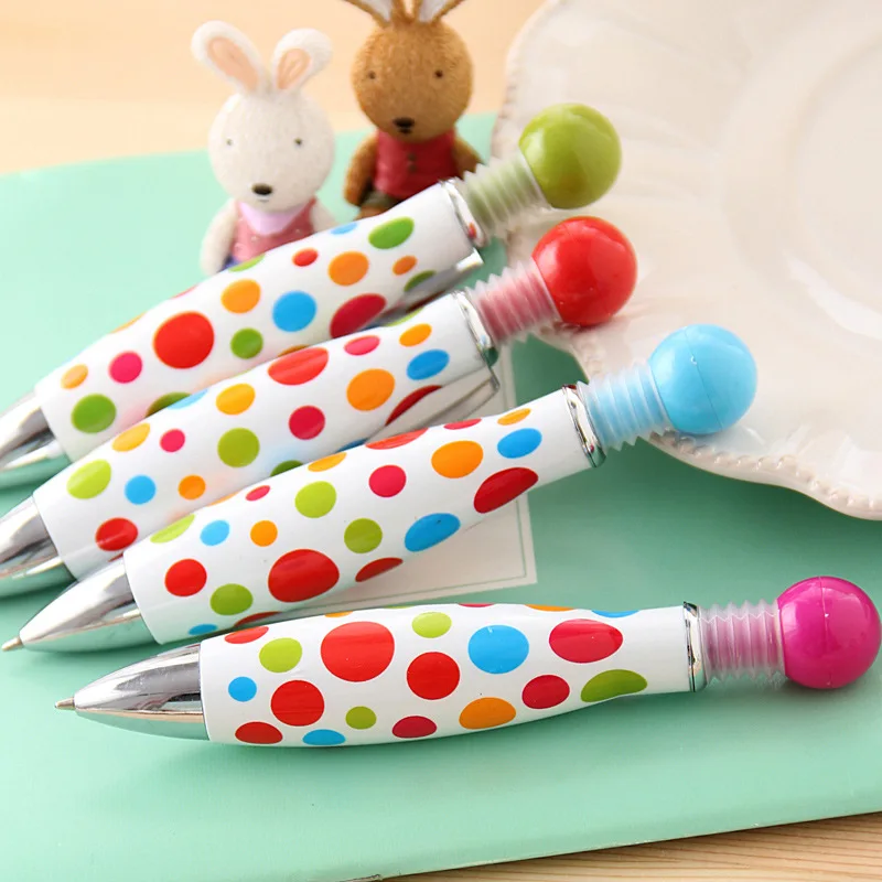 

40pcs/lot Polka dot print candy colorful cute creative stationery bowling ball point pens thick fat gift