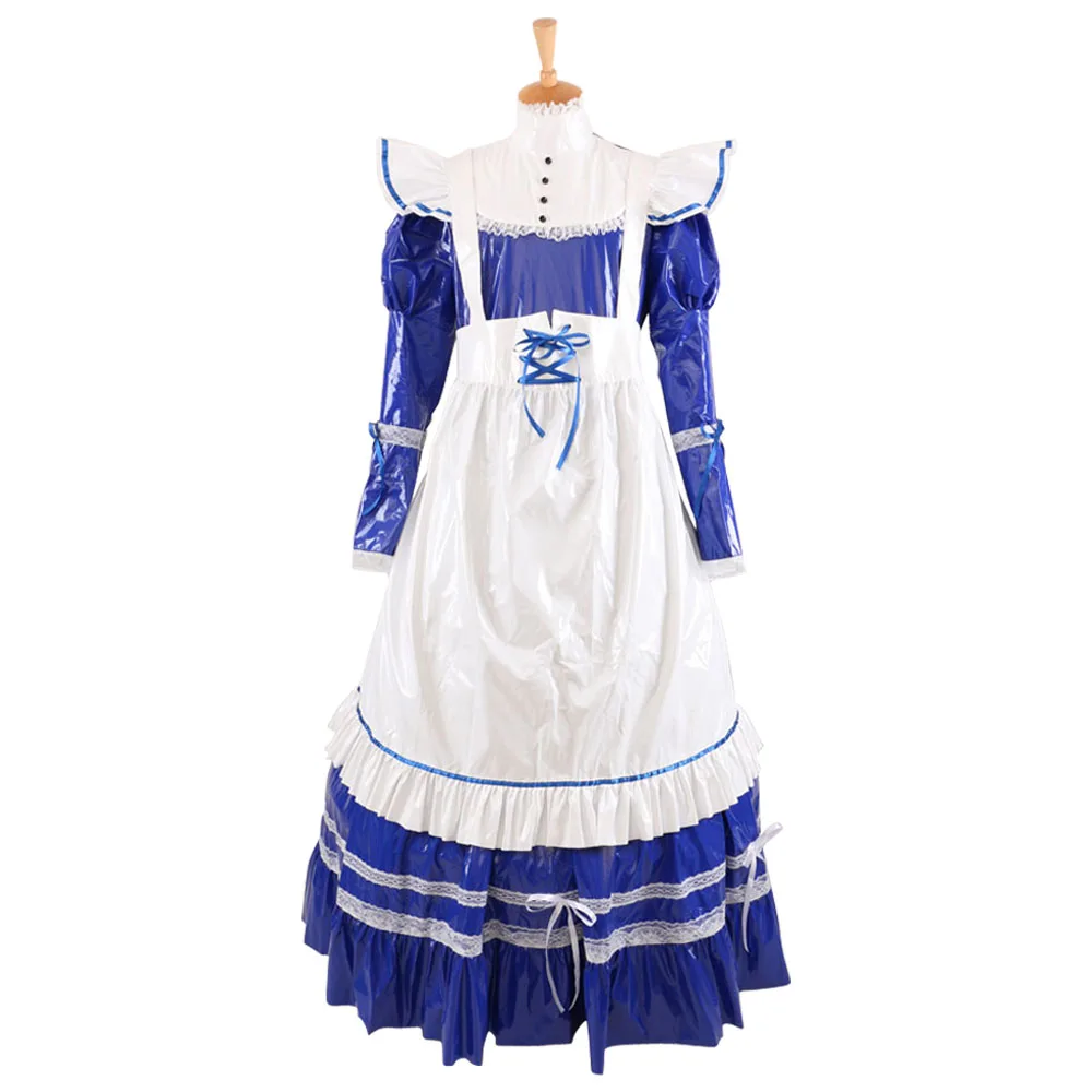

New Arrival Sissy Maid PVC Lockable Dress Uniform Cosplay Costume