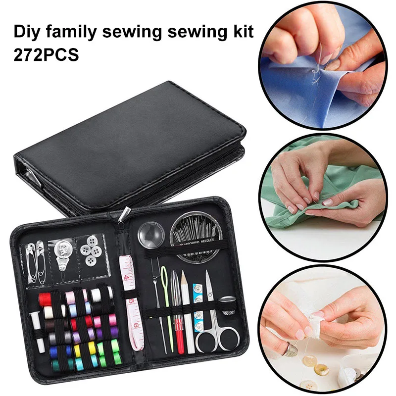 

272Pcs/Set Sewing Knitting Tools Kit Buttons Pins Scissors Sewing Threads Neddles Kit Hogard AP09