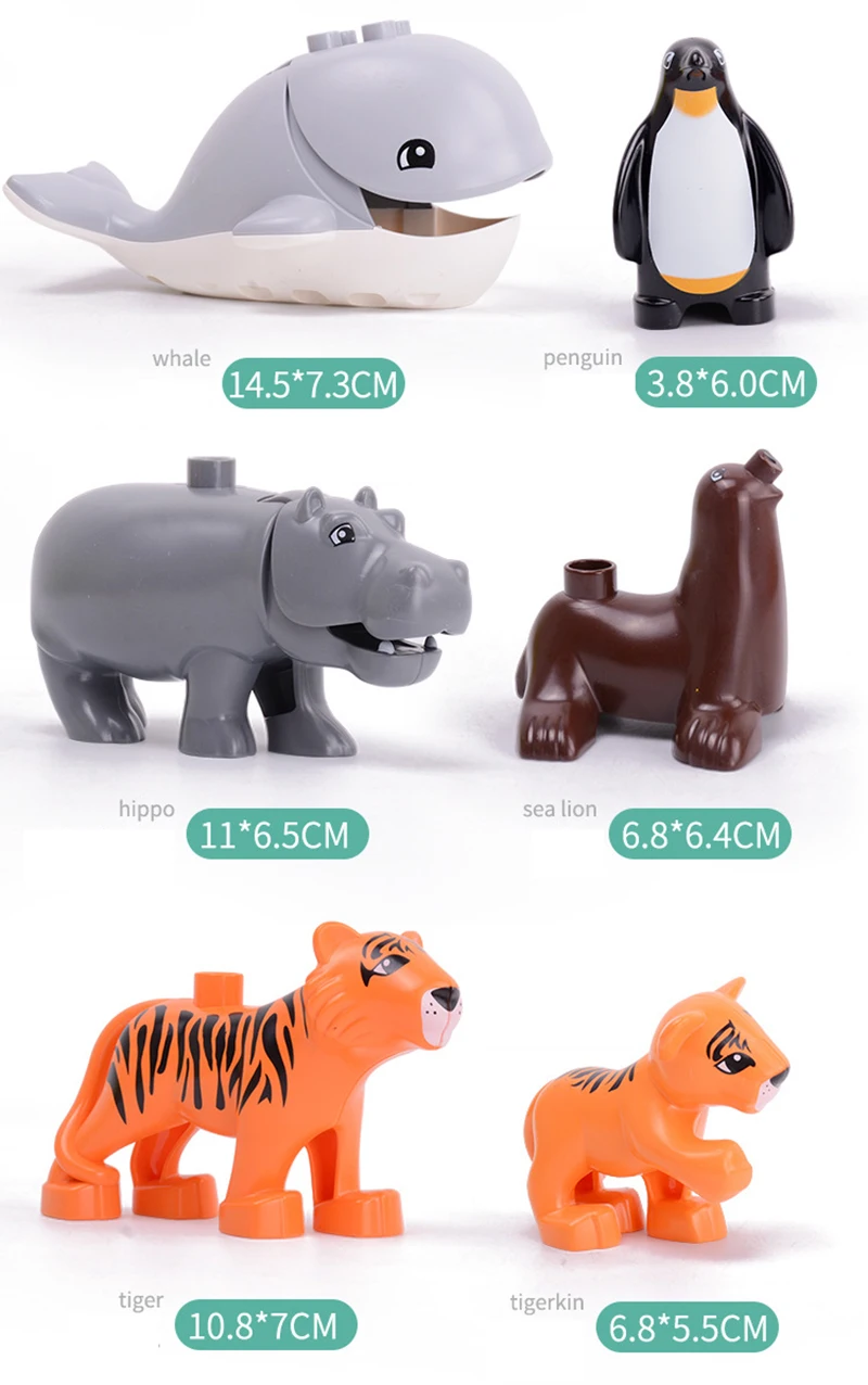 DIY Large Size dinosaur Animal Series Building Blocks Sets Farm Animal Bricks Compatible with Duploe Toys  for children Kid Gift (11)