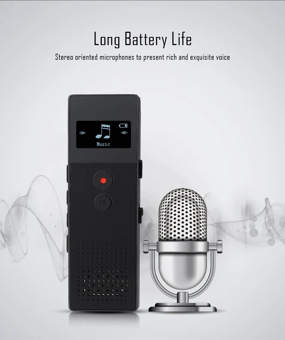 BENJIE Professional Digital Voice Recorders 8G 0.96 Inch Screen  FM Radio MP3 Music Player Built-In Speaker For Study Meeting (4)