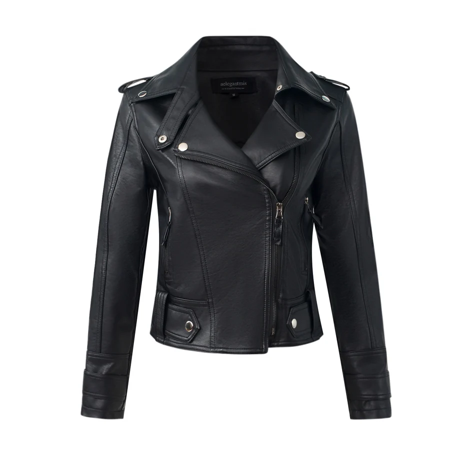 Aelegantmis Fashion PU Leather Jacket 