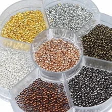 2800 pz/scatola Colori Misti 2 millimetri di Rame Rotondo End Beads Crimp Beads Fermacorda E Ganci Per La Collana Del Braccialetto Localizzatore FAI DA TE Risultati Dei Monili
