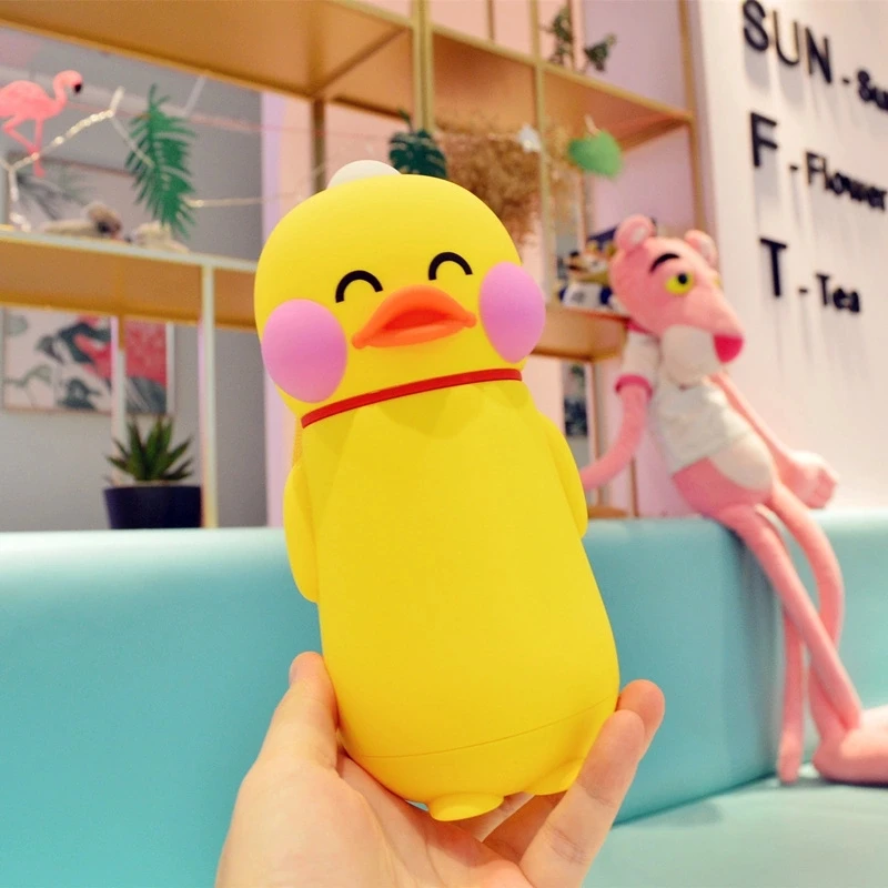 

300ml Cartoon Shame Duck Glass Bottle Summer High Temperature Resistant Juice Cup Creative Fashion Children Cup With Cover