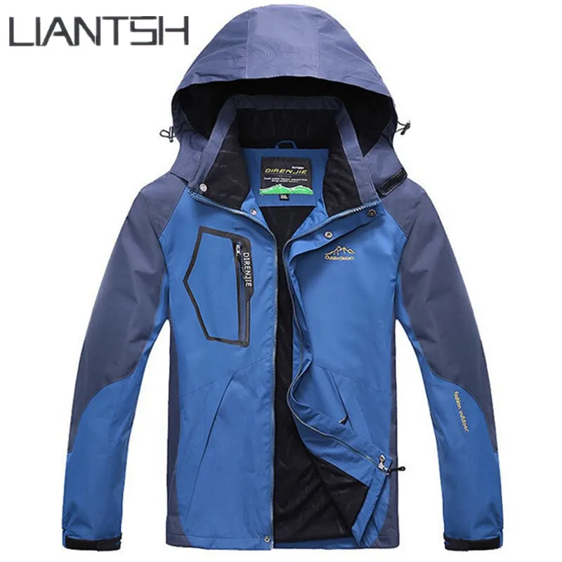 blue hiking jacket