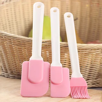 3PCS Kitchen Silicone Cream Butter Spatula Brush Set Cake Brushes Mixing Batter Shovel Scraper Flour Scrapers Baking Pastry Tool