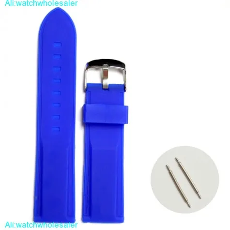 22mm Top Blue Ribbon Color Silicone Rubber Unisex Watch Band Straps WB1054C22JB