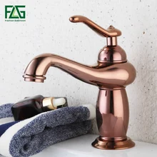 FLG Basin Faucet Mixer Rose Gold Plated style Brass Faucet Water Tap Art Short Bathroom Brass Toilet Sink Basin Faucet 592-11R rose gold plated style brass fauct water tap art short bathroom wash basin faucet mixer antique copper toilet sink basin faucet