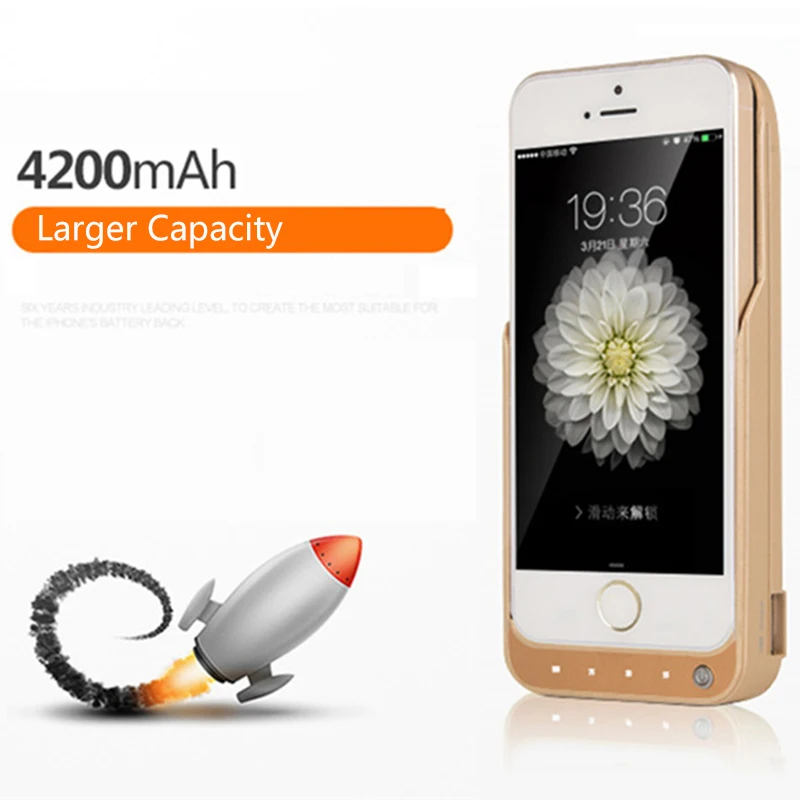 4200 мАч большая емкость чехол для телефона для iPhone 5 5S чехол для внешнего зарядного устройства для iPhone 5 SE корпус резервной батареи питания