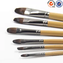 6 шт./компл. белки волос береза стержень для масляной живописи желто-коричневый в форме ручки высокое качество яркий хромированный металл товары для профессионального искусства