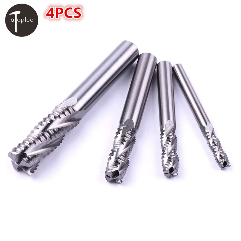 

4PCS M2AL 6mm,8mm,10mm,14mm End Mill Roughing Chipbreaker Style HSS Straight Diameter CNC Milling Machine Cutter Tools