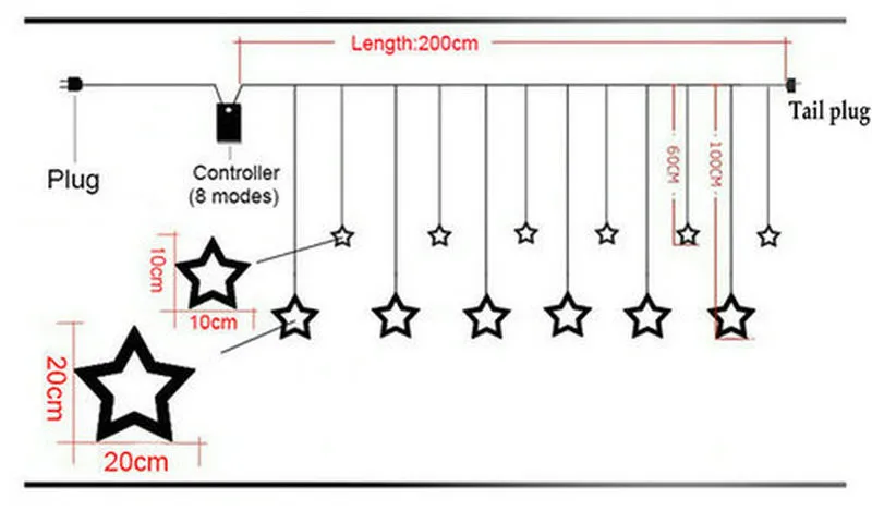 2 м 138 светодиодный Светодиодный светильник со звездой Волшебная световая завеса в виде сосулек лампа для свадьбы, Рождества, Рождества, вечерние украшения для окна сада с соединительной вилкой