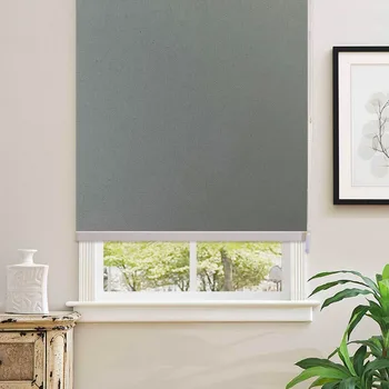 

100% Blackout Gray Home Roller Blinds Customized Blinds Waterproof Thermal Roller Shade Window Shade With Back In White