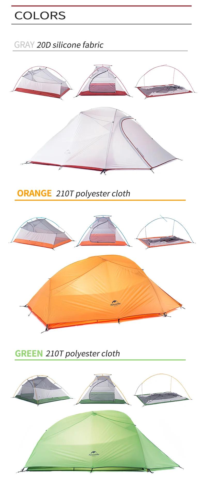 Acima da Série Barraca de Acampamento Inverno com Esteira Naturehike Nuvem Pessoa Ultraleve Tenda Acampamento Equipamento 20d Náilon Atualizar Homem 1 2 3 8 3 pessoa ultraleve tenda acampamento equipamento 20d